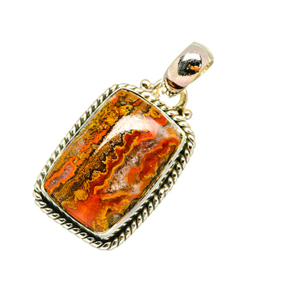 925 sterling silver agate pendant with bail and rectangular orange-red stone
