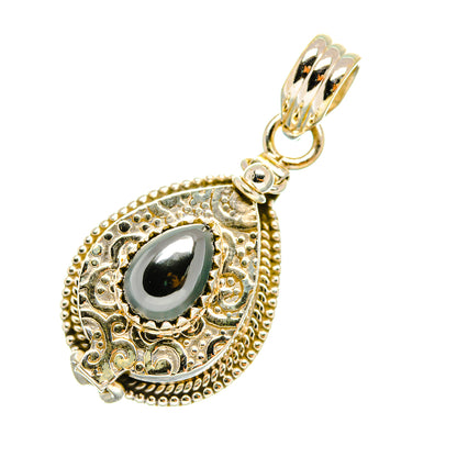 Hematite poison pendant, 925 sterling silver with dark teardrop hematite and top loop