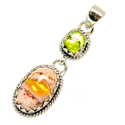 Mexican Fire Opal Pendants handcrafted by Ana Silver Co - PD7717