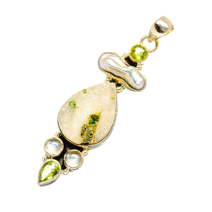 Green Tourmaline In Quartz Pendants handcrafted by Ana Silver Co - PD7732