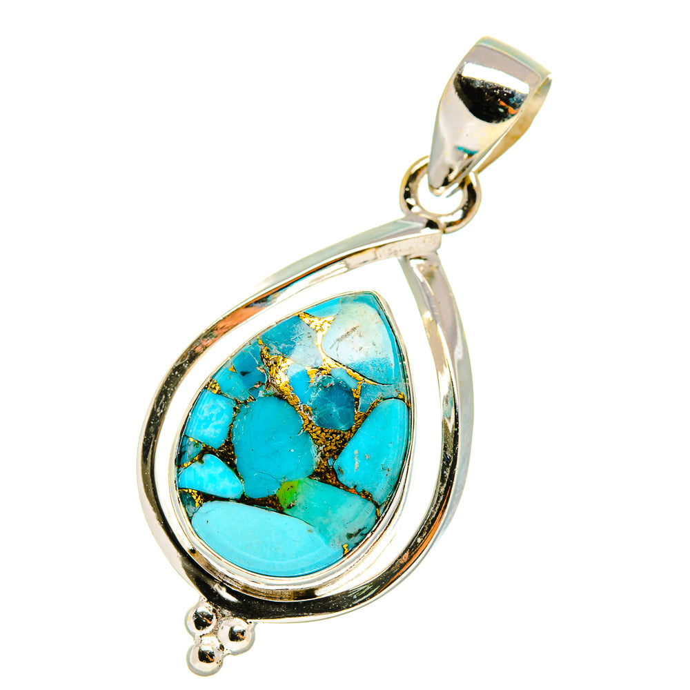 Blue Copper Composite Turquoise Pendants handcrafted by Ana Silver Co - PD7766