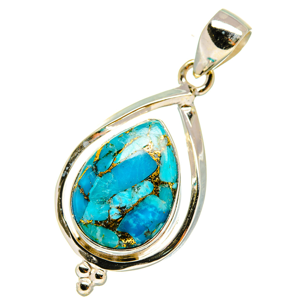 Blue Copper Composite Turquoise Pendants handcrafted by Ana Silver Co - PD7769