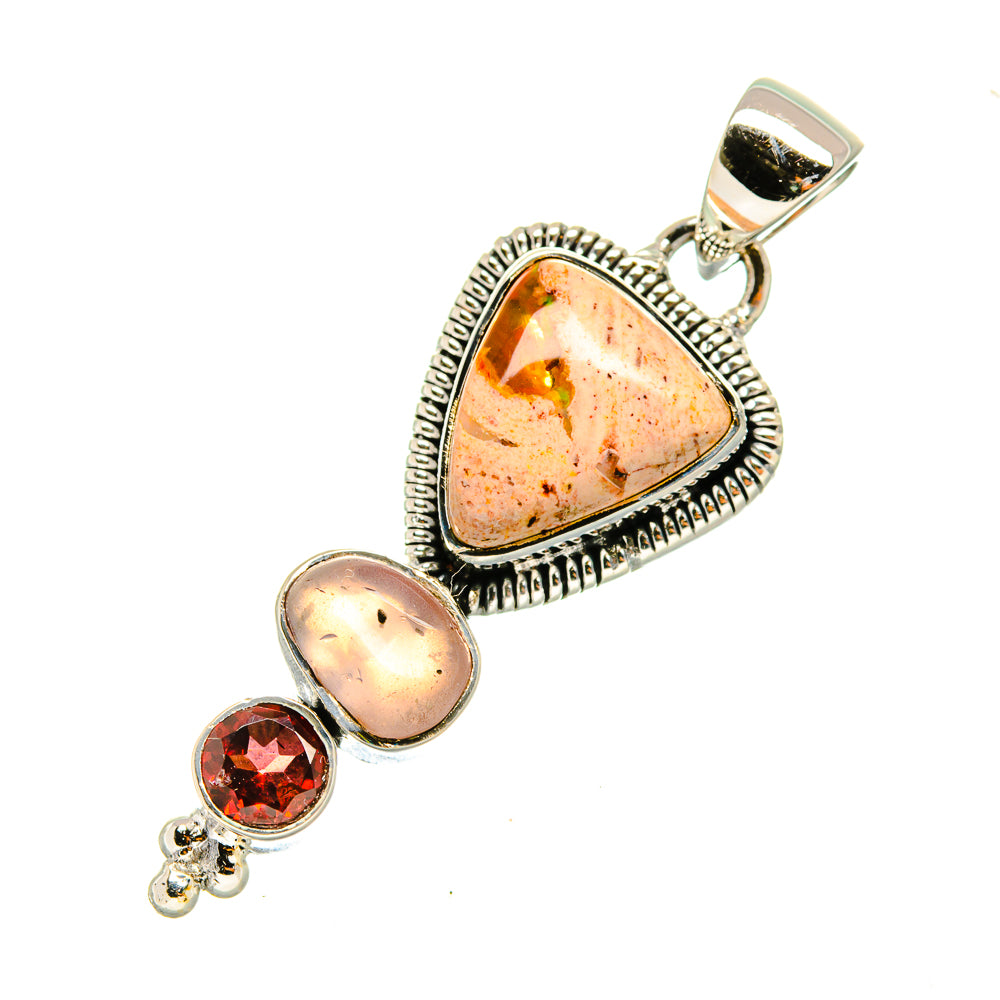Mexican Fire Opal Pendants handcrafted by Ana Silver Co - PD7953