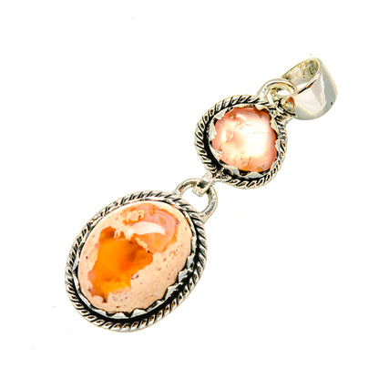 Mexican Fire Opal Pendants handcrafted by Ana Silver Co - PD7964