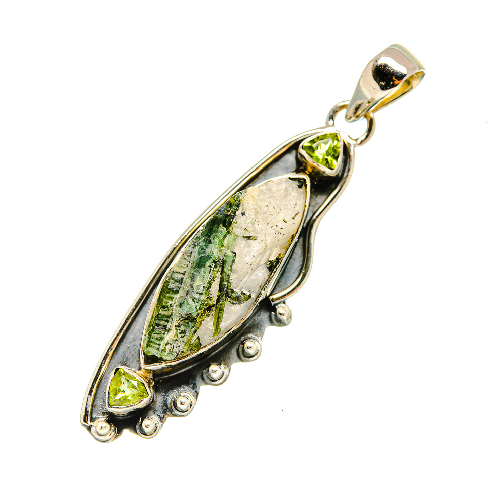 Green Tourmaline In Quartz, Peridot Pendants handcrafted by Ana Silver Co - PD7995