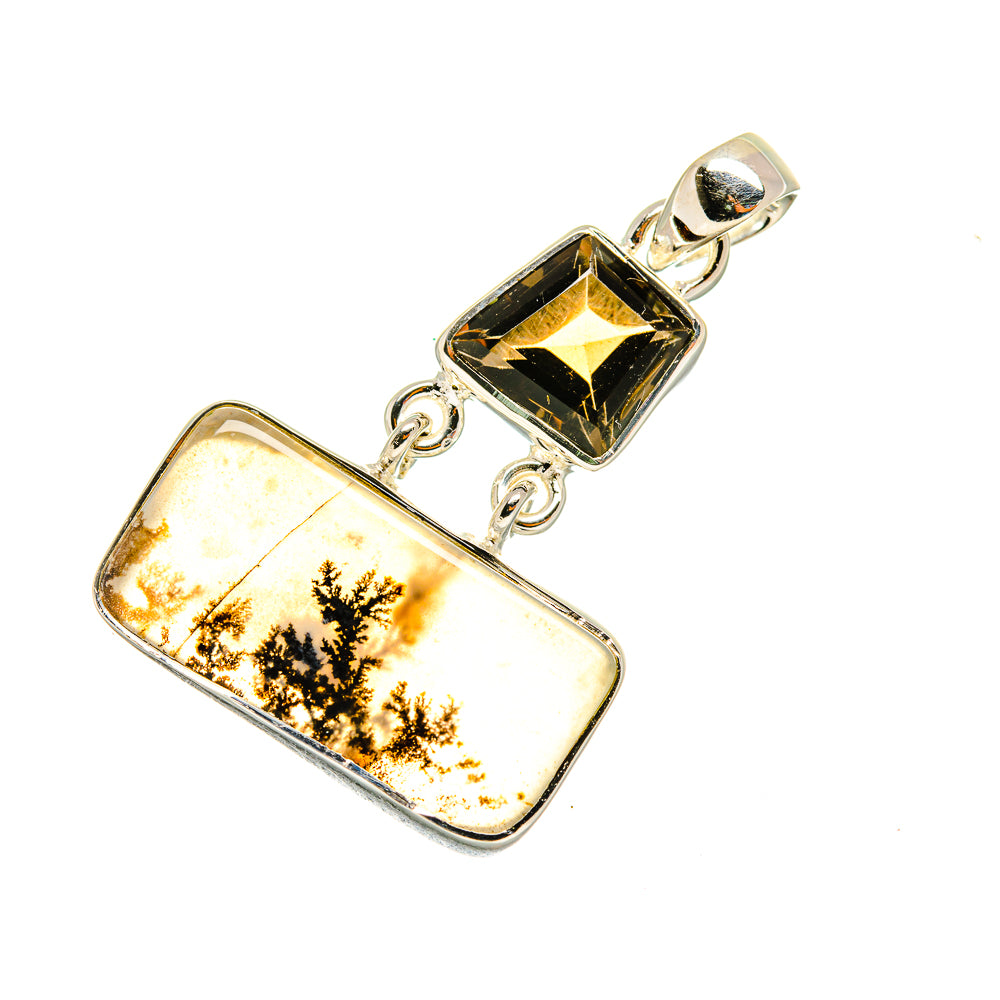 Scenic Dendritic Agate, Smoky Quartz Pendants handcrafted by Ana Silver Co - PD7999