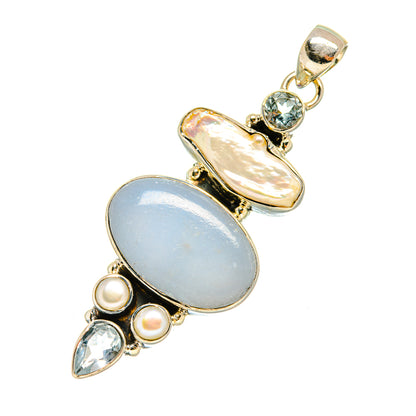 Owyhee Opal, Mother Of Pearl, Blue Topaz, Cultured Pearl Pendants handcrafted by Ana Silver Co - PD8010