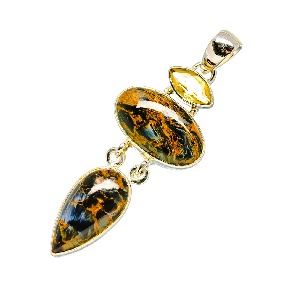 Pietersite, Citrine Pendants handcrafted by Ana Silver Co - PD8013