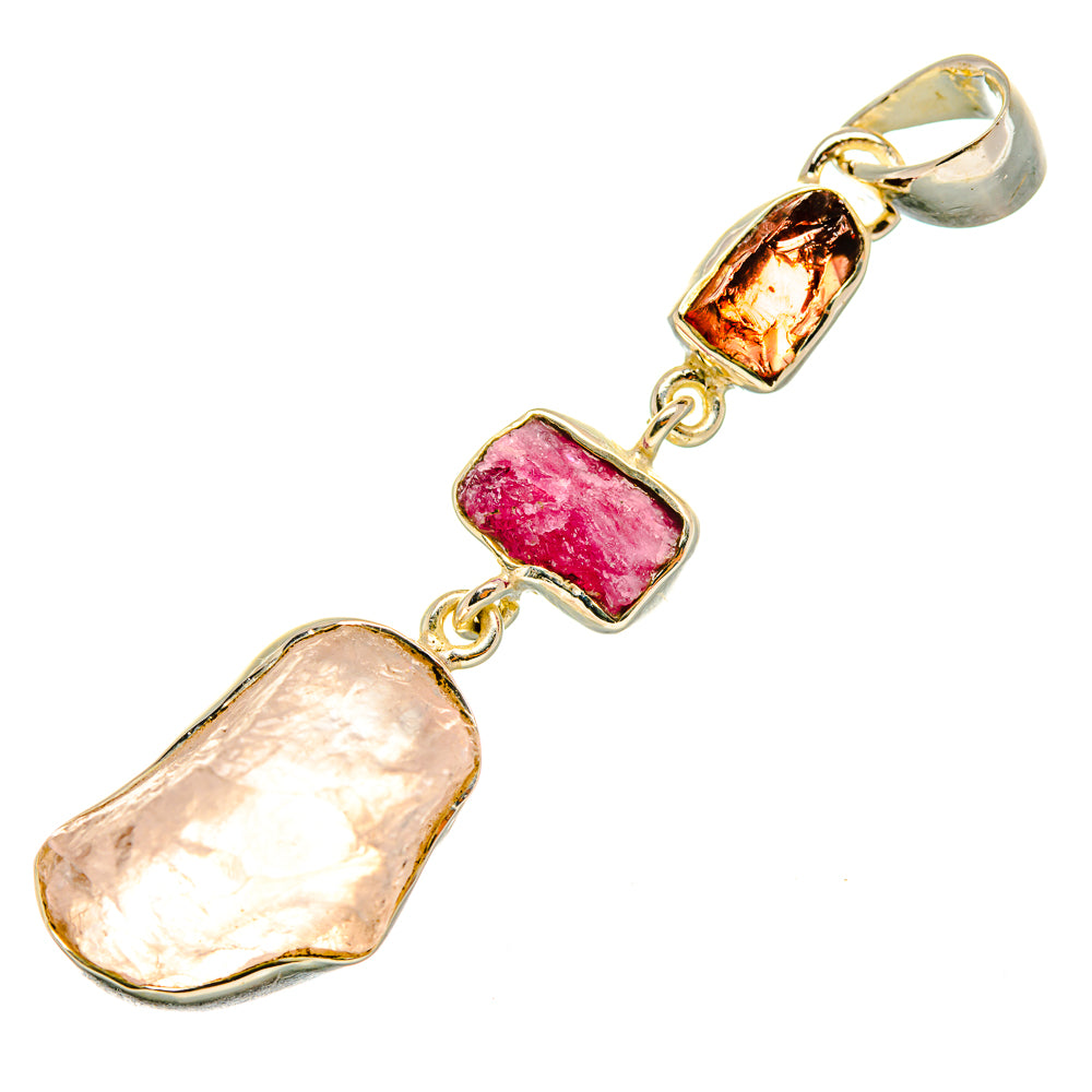 Rose Quartz, Pink Tourmaline, Garnet Pendants handcrafted by Ana Silver Co - PD8016
