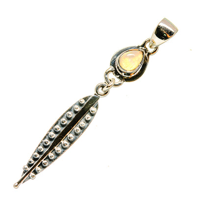 925 sterling silver Ethiopian opal pendant with oval cabochon and beaded side design