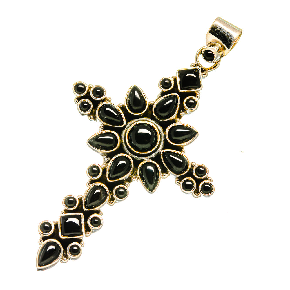 Black Onyx Cross Pendants handcrafted by Ana Silver Co - PD8034