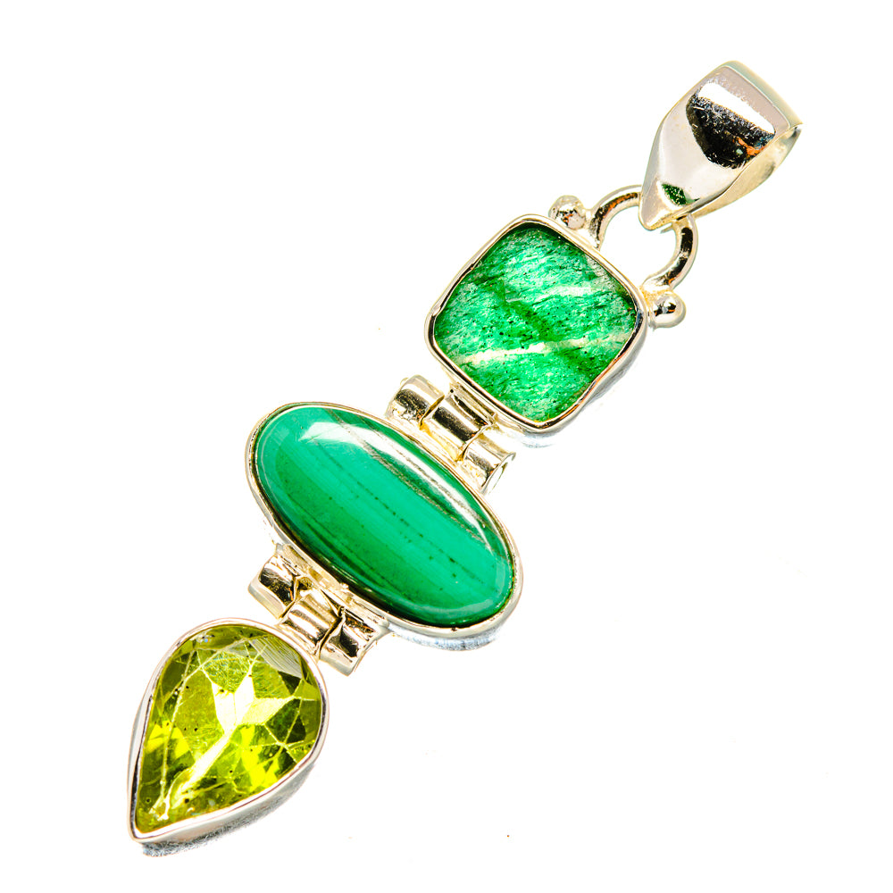 Malachite, Emerald, Peridot Pendants handcrafted by Ana Silver Co - PD8071
