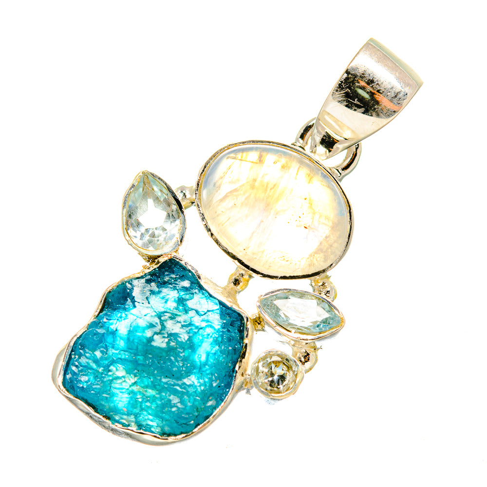 Apatite, Rainbow Moonstone, Blue Topaz Pendants handcrafted by Ana Silver Co - PD8081