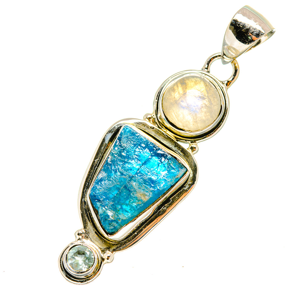 Apatite, Rainbow Moonstone, Blue Topaz Pendants handcrafted by Ana Silver Co - PD8084