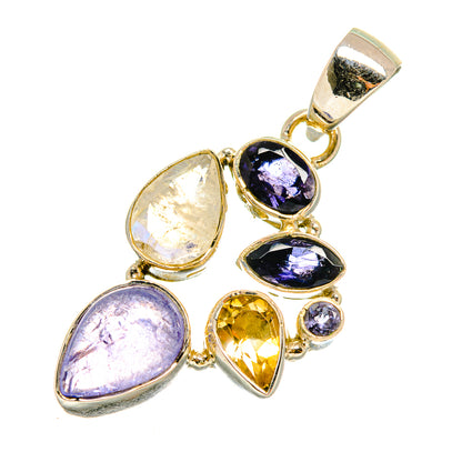 Tanzanite, Rainbow Moonstone, Citrine Pendants handcrafted by Ana Silver Co - PD8085