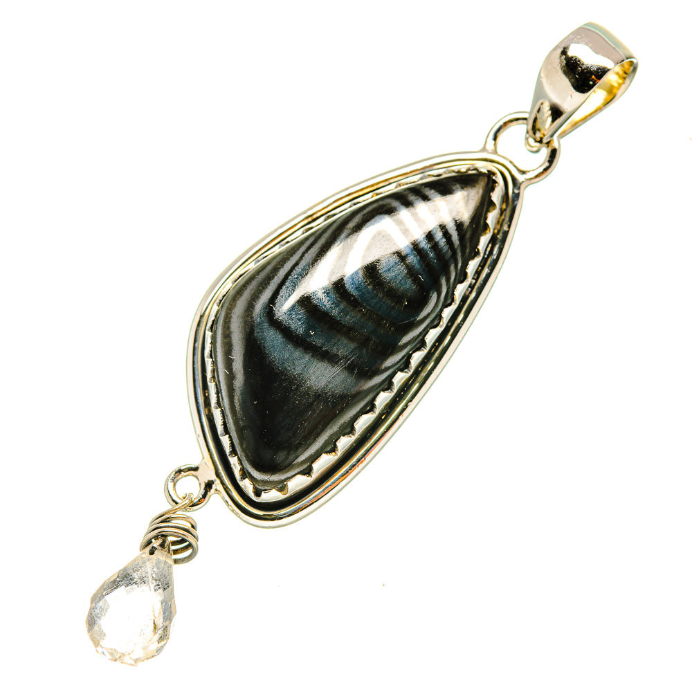 Psilomelane, White Quartz Pendants handcrafted by Ana Silver Co - PD8104