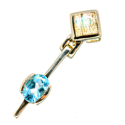 Labradorite, Blue Topaz Pendants handcrafted by Ana Silver Co - PD8141