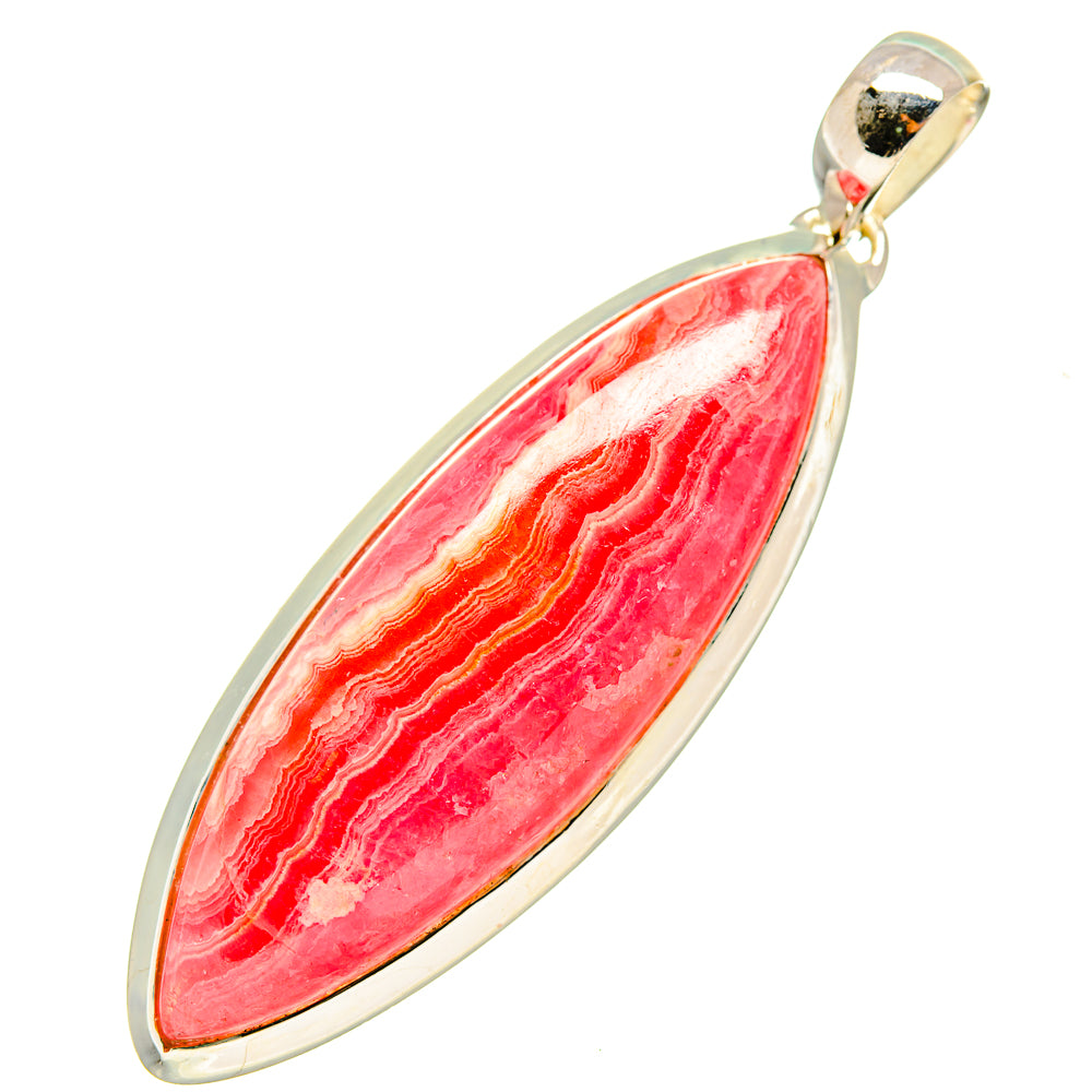 Rhodochrosite pendant with teardrop rhodochrosite cabochon in 925 silver bail
