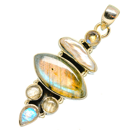Labradorite, Mother Of Pearl Pendants handcrafted by Ana Silver Co - PD8158