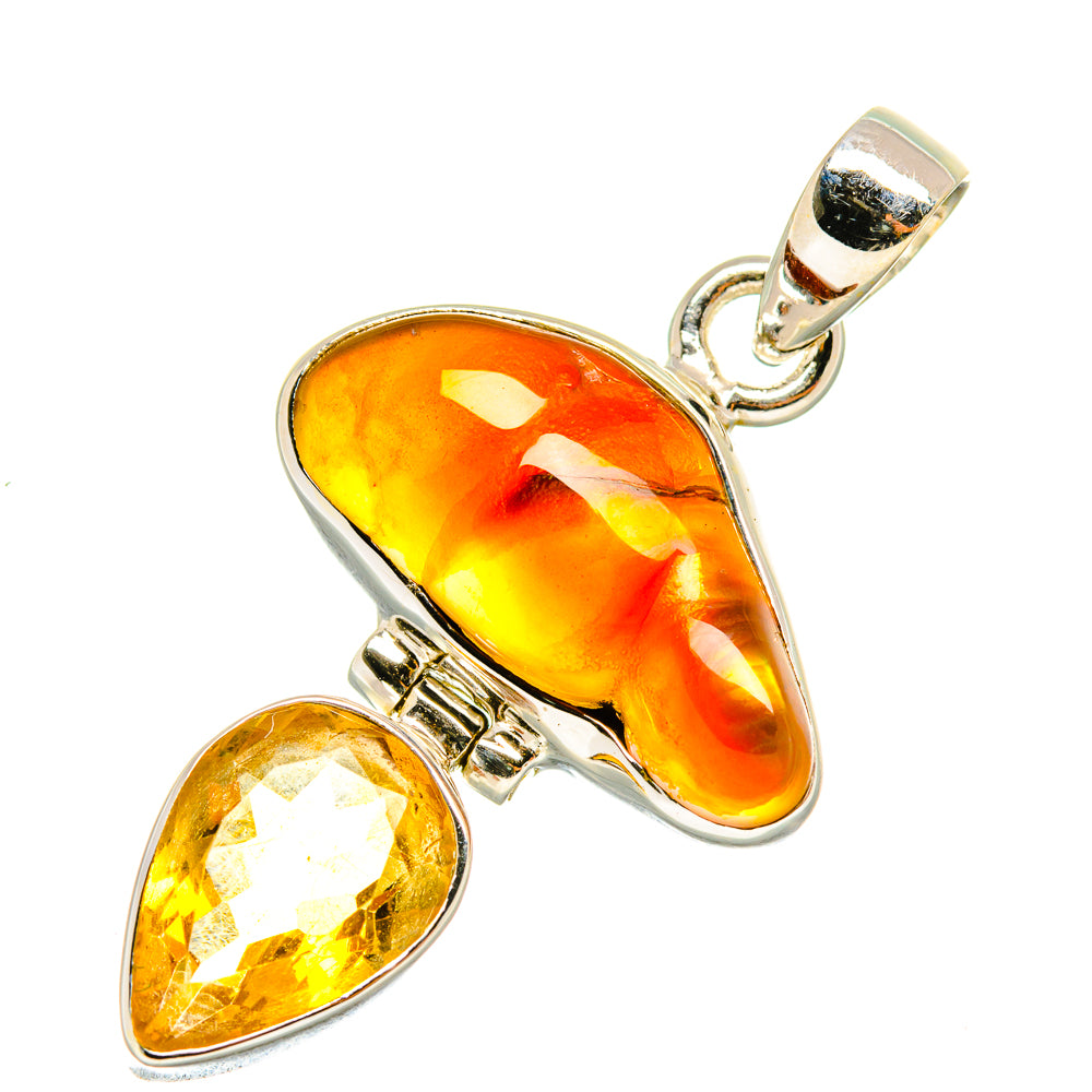 Mexican Fire Agate, Citrine Pendants handcrafted by Ana Silver Co - PD8161