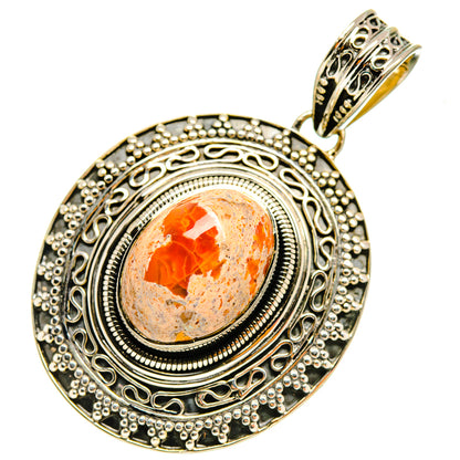 Mexican Fire Opal Pendants handcrafted by Ana Silver Co - PD8163