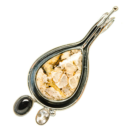 Ocean Jasper, Black Onyx, White Quartz Pendants handcrafted by Ana Silver Co - PD8173