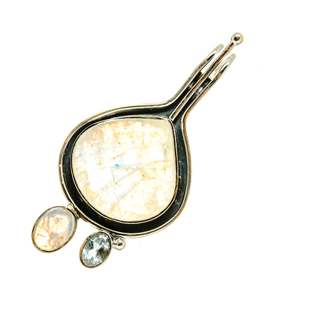Rainbow Moonstone, Blue Topaz Pendants handcrafted by Ana Silver Co - PD8201