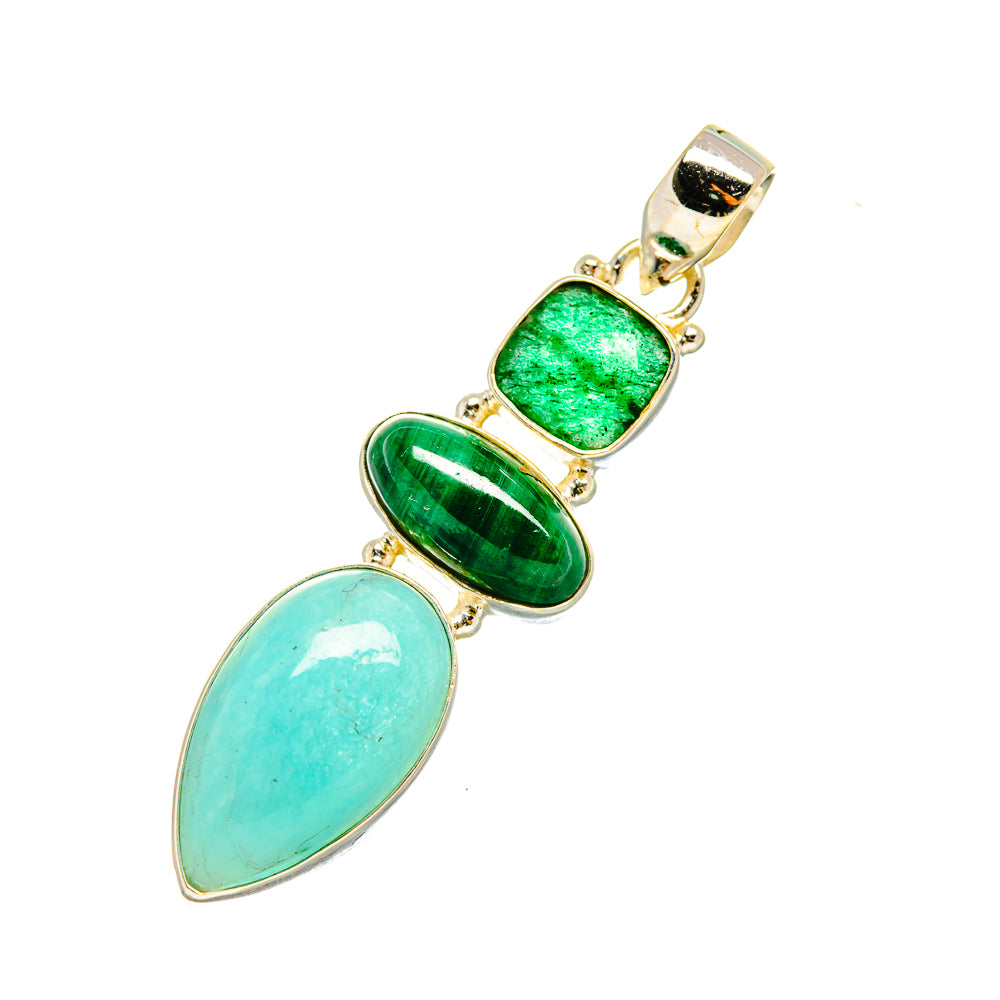 Larimar, Malachite, Emerald Pendants handcrafted by Ana Silver Co - PD8204