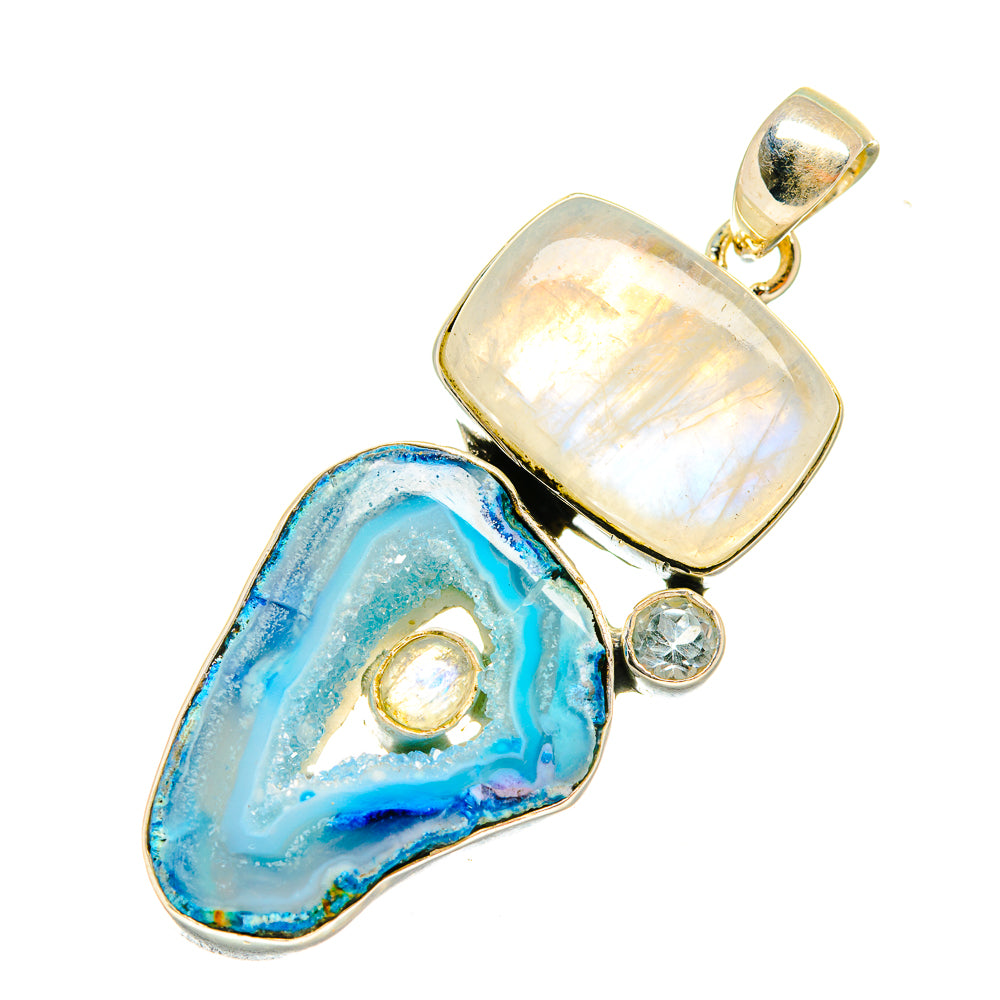 Blue Geode Slice Pendants handcrafted by Ana Silver Co - PD8280