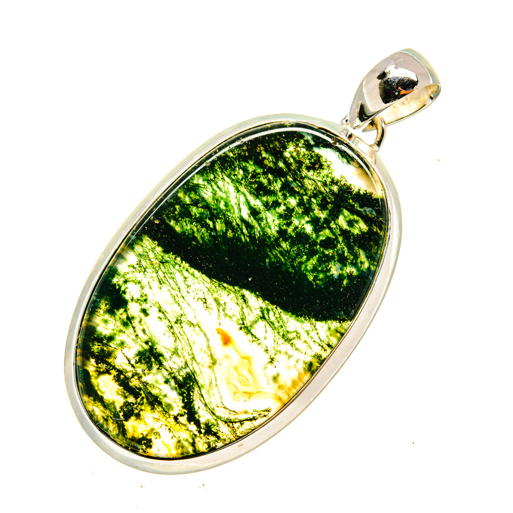 Green Moss Agate Pendants handcrafted by Ana Silver Co - PD8316