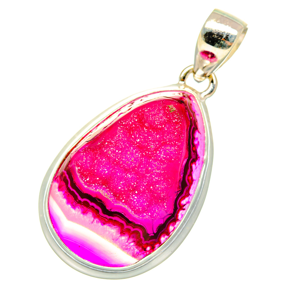 Pink Agate Druzy Pendants handcrafted by Ana Silver Co - PD8333