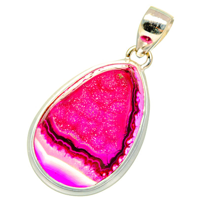 Pink Agate Druzy Pendants handcrafted by Ana Silver Co - PD8333
