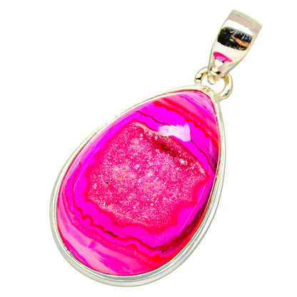 Pink Agate Druzy Pendants handcrafted by Ana Silver Co - PD8334