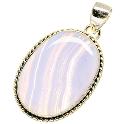 Blue Lace Agate Pendants handcrafted by Ana Silver Co - PD8380