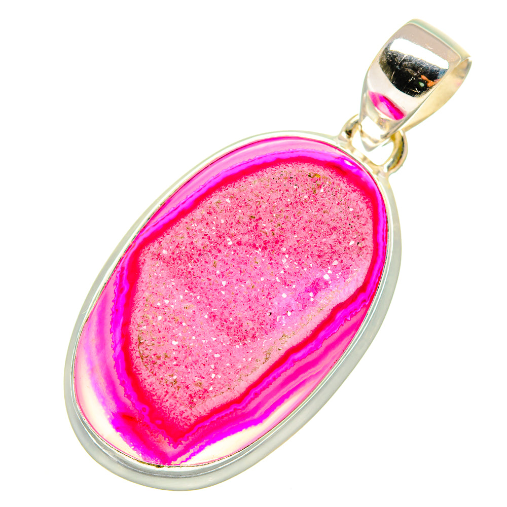 Pink Agate Druzy Pendants handcrafted by Ana Silver Co - PD8399