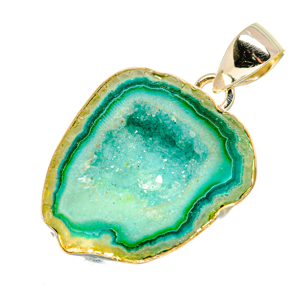 Green Geode Slice Pendants handcrafted by Ana Silver Co - PD8456