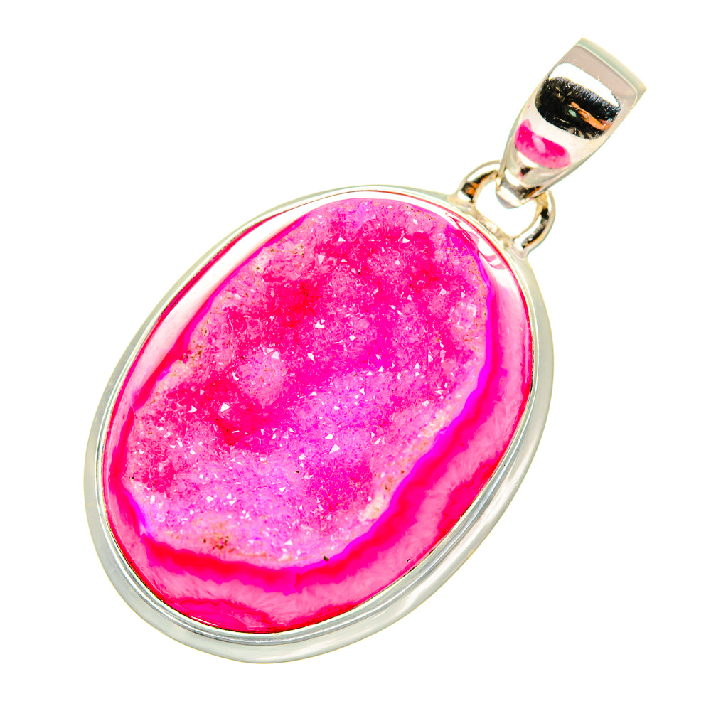 Pink Agate Druzy Pendants handcrafted by Ana Silver Co - PD8467
