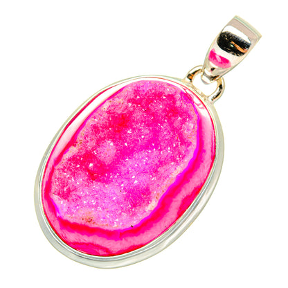 Pink Agate Druzy Pendants handcrafted by Ana Silver Co - PD8467
