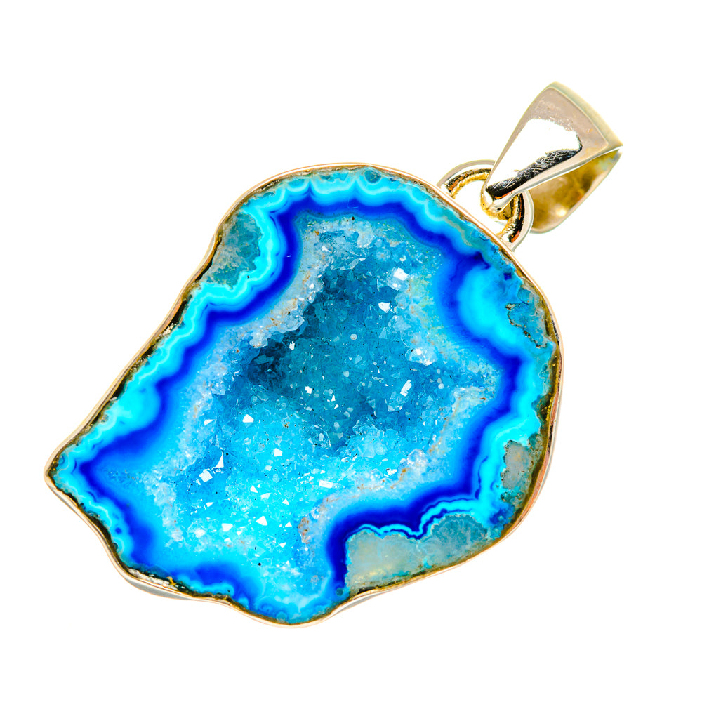 Blue Geode Slice Pendants handcrafted by Ana Silver Co - PD8468