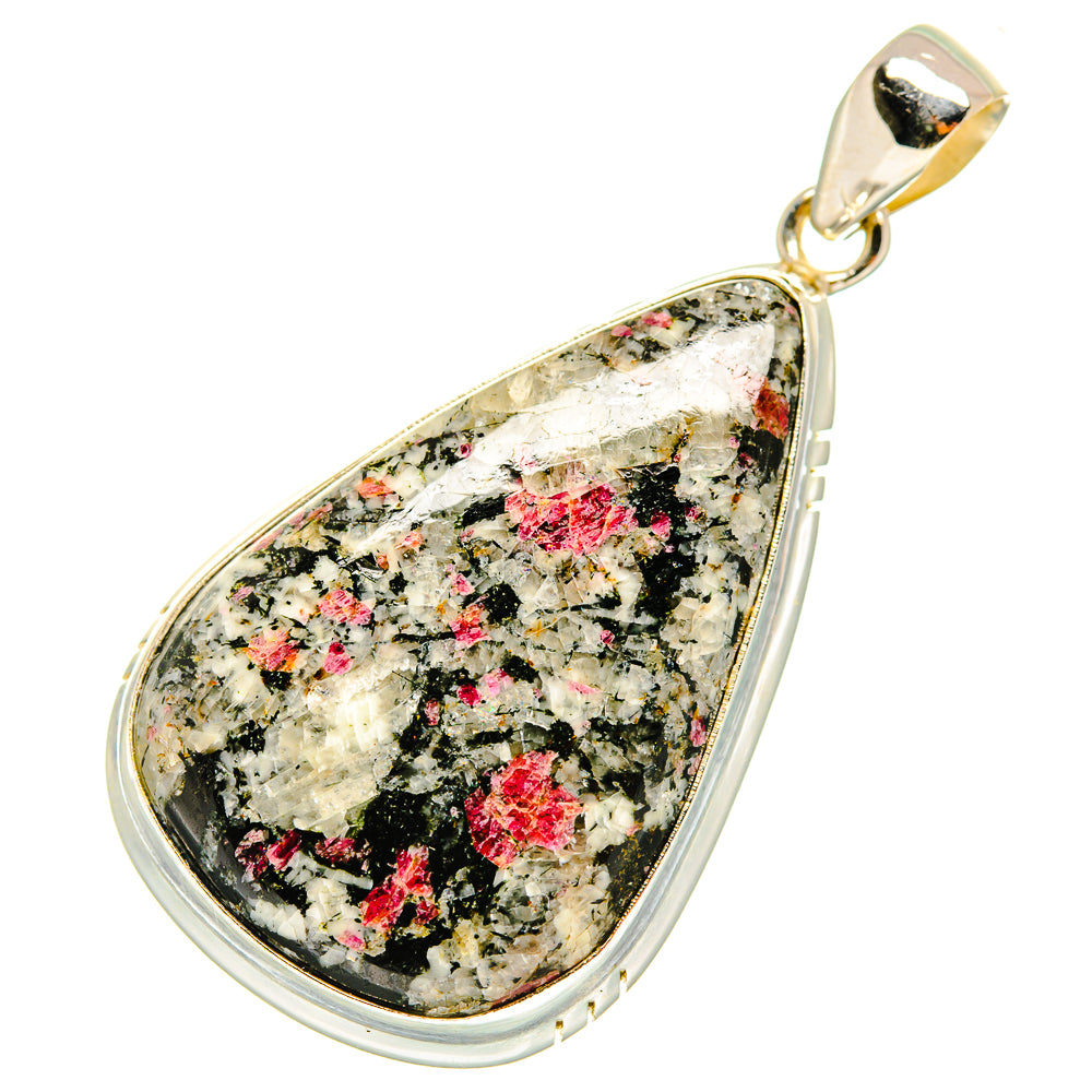 Teardrop eudialyte pendant in 925 sterling silver with gold-tone bail