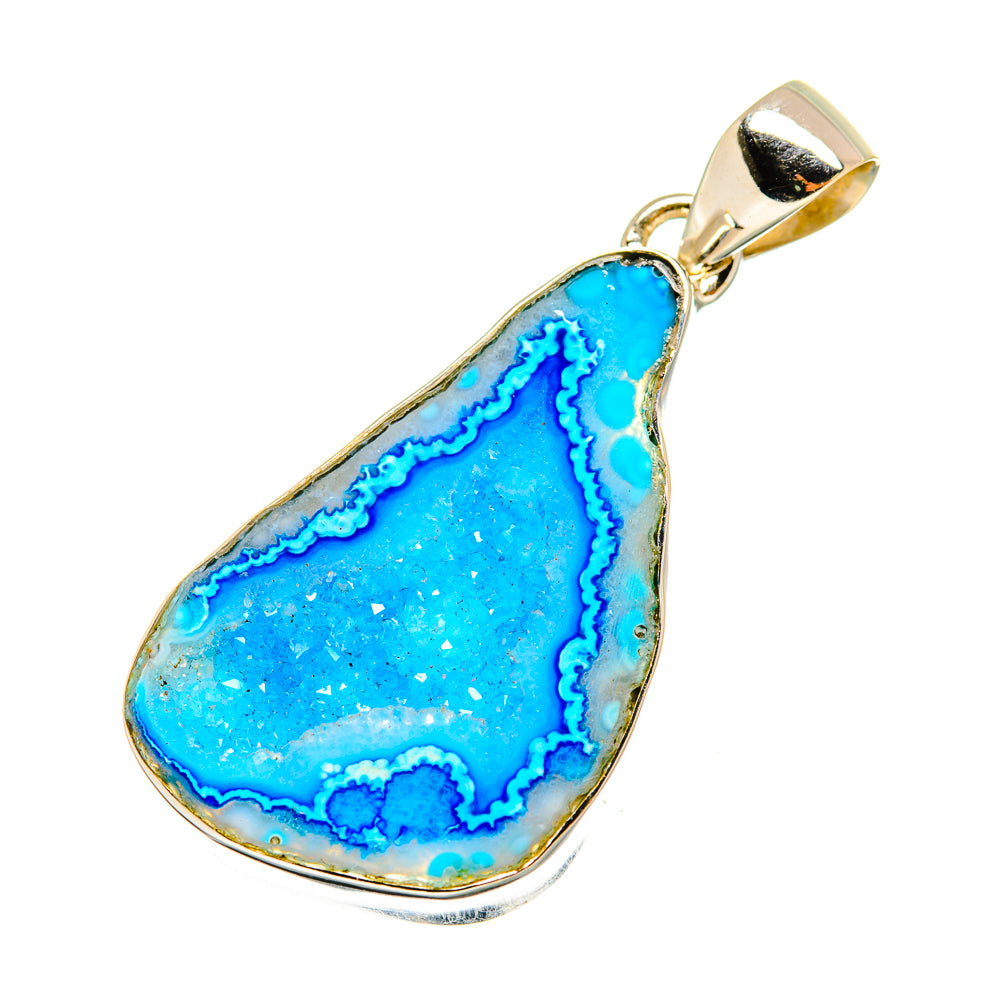 Blue Geode Slice Pendants handcrafted by Ana Silver Co - PD8620