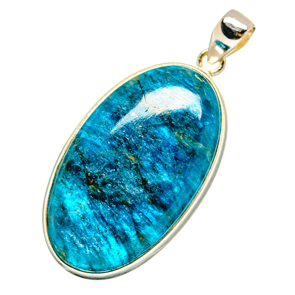Shattuckite oval pendant in 925 sterling silver with bail, blue cabochon stone