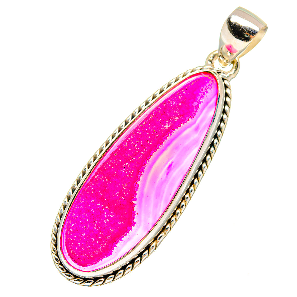 Pink Agate Druzy Pendants handcrafted by Ana Silver Co - PD8686