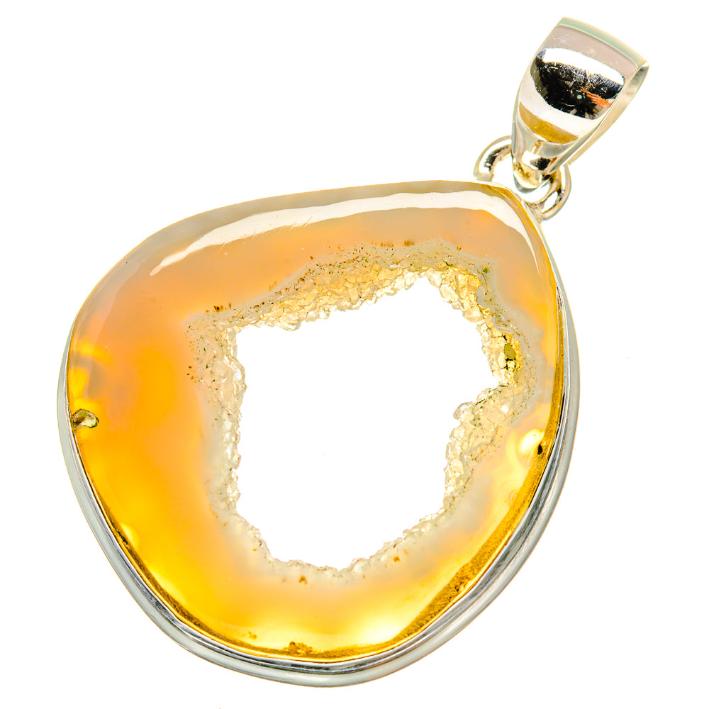White Geode Slice Pendants handcrafted by Ana Silver Co - PD8763