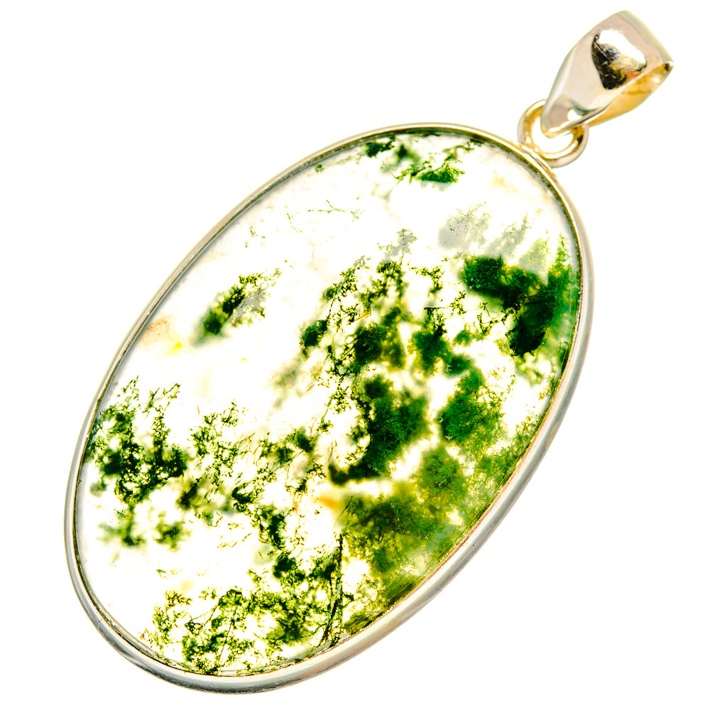 Green Moss Agate Pendants handcrafted by Ana Silver Co - PD8766