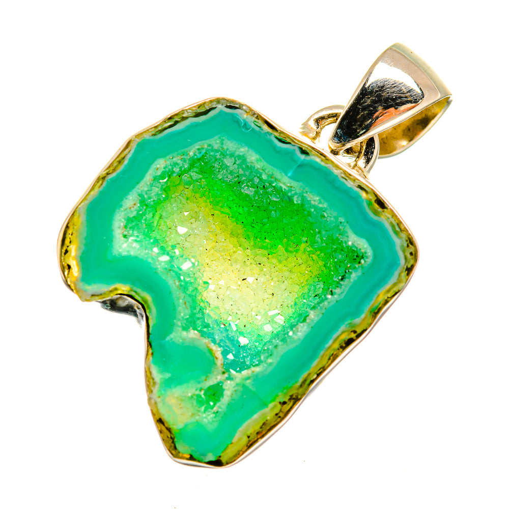 Green Geode Slice Pendants handcrafted by Ana Silver Co - PD8777