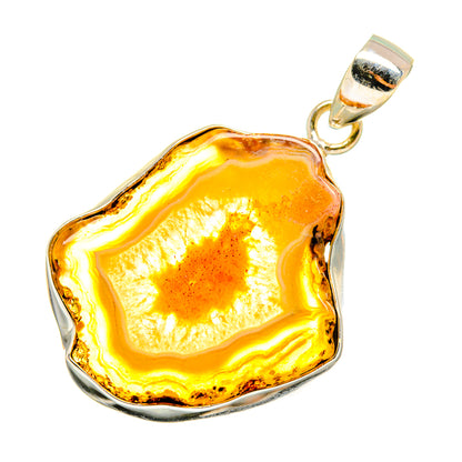 Yellow Geode Slice Pendants handcrafted by Ana Silver Co - PD8822