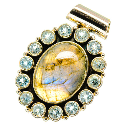 Labradorite, Blue Topaz Pendants handcrafted by Ana Silver Co - PD8849