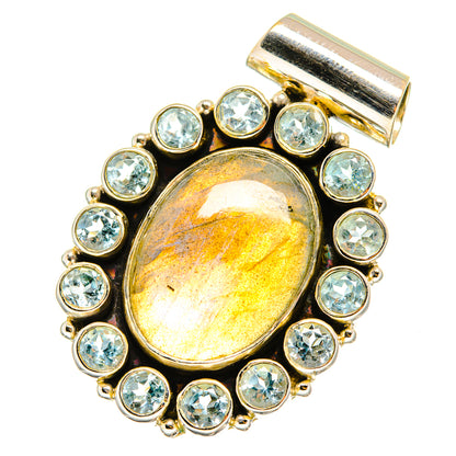 Labradorite, Blue Topaz Pendants handcrafted by Ana Silver Co - PD8850
