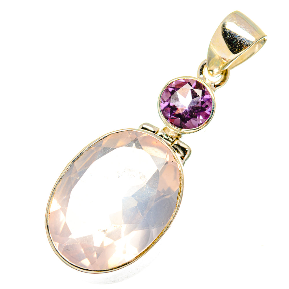 Rose Quartz, Amethyst Pendants handcrafted by Ana Silver Co - PD8871